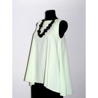 Mocno rozkloszowana tunika pistacjowa bez rękawów